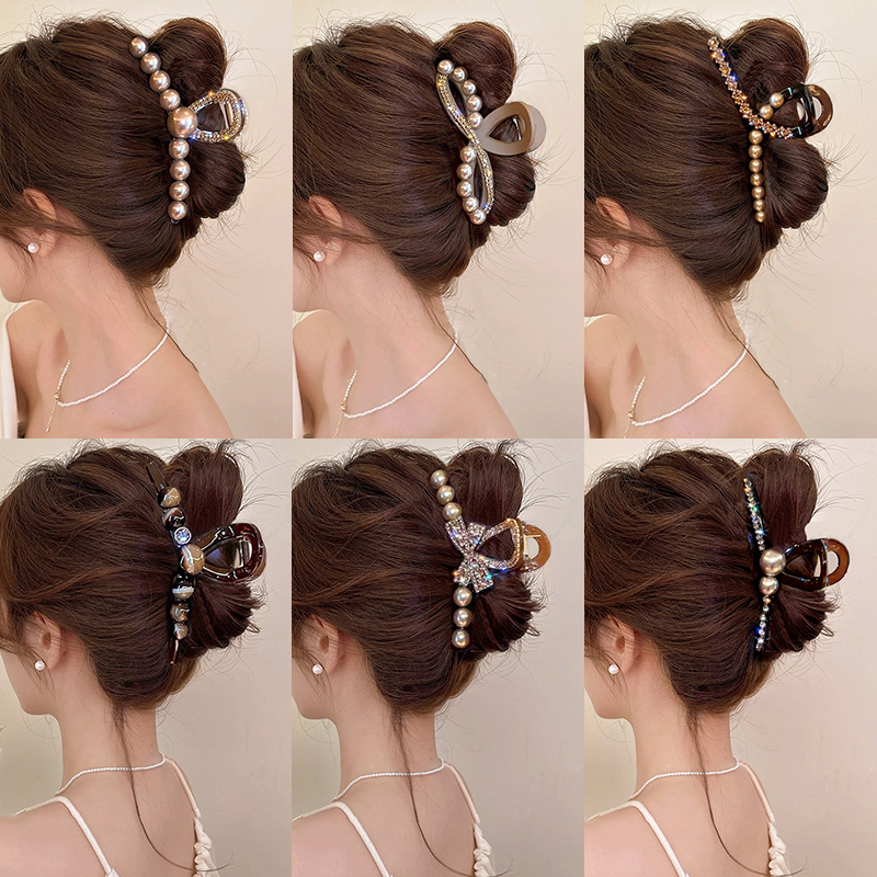 2024新款高级大号珍珠抓夹女