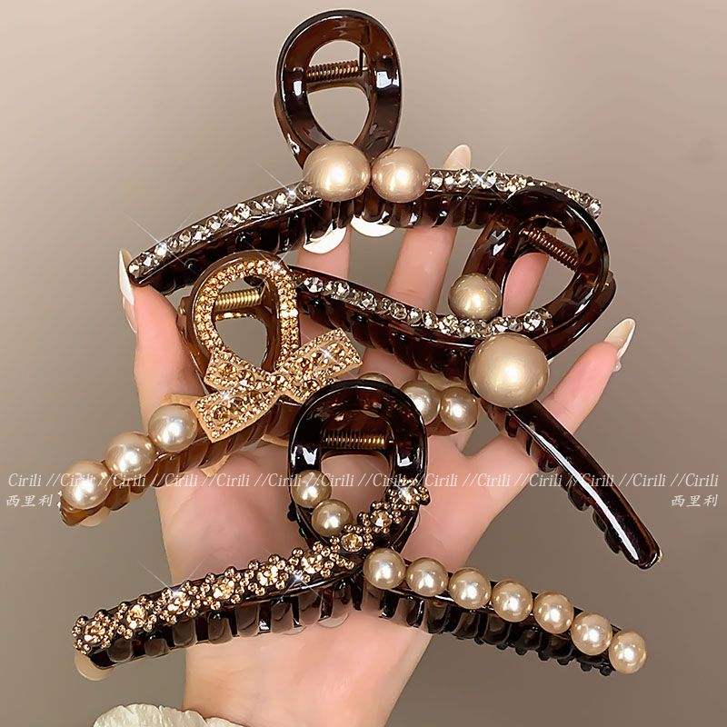 2024新款高级大号珍珠抓夹女