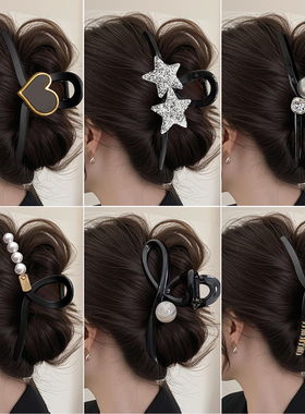 黑色高级感抓夹女2025新款后脑勺大号发夹发量多鲨鱼夹子发卡头饰