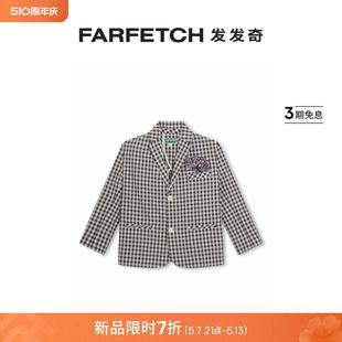 夹克FARFETCH发发奇 KENZO童装 logo刺绣格纹西装