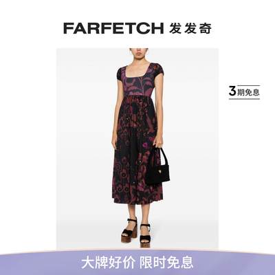 Cynthia Rowley女士花卉印花帝国式高腰中长连衣裙FARFETCH发发奇