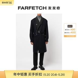 Sacai男士 Final Sale 束腰双排扣羊毛外套FARFETCH发发奇