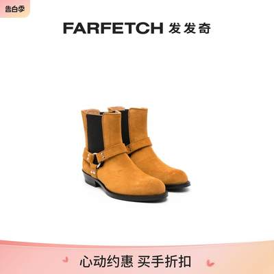 [Final Sale]GALLUCCI童装杏仁形鞋头绒面皮及踝靴FARFETCH发发奇