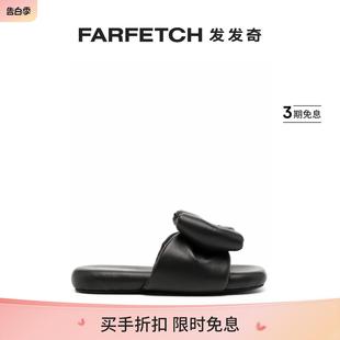 Off FARFETCH发发奇 White女士蝴蝶结细节填充拖鞋