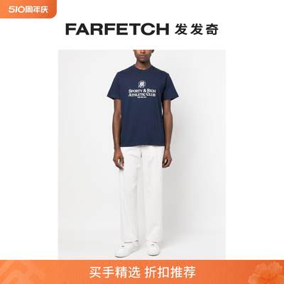 SPORTY & RICH男女通用Athletic Club 印花棉T恤FARFETCH发发奇