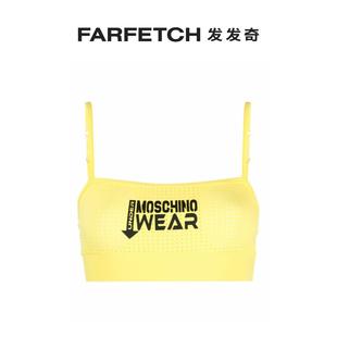 Moschino女士logo贴花松紧网纱文胸FARFETCH发发奇