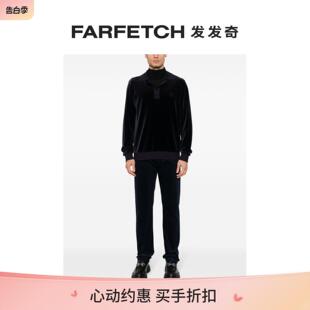 FARFETCH发发奇 logo刺绣丝绒polo衫 Armani阿玛尼男士 Giorgio