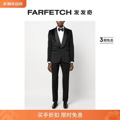 [Final Sale]Philipp Plein男士单排扣丝绒西装夹克FARFETCH发发