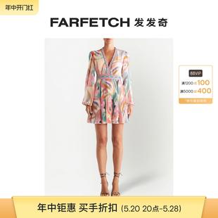 Etro女士V领佩斯理印花迷你连衣裙FARFETCH发发奇