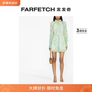 FARFETCH发发奇 Zimmermann女士抽象印花真丝灯笼长袖 连体短裤