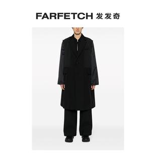 Sacai男士 条纹拼接单排扣外套FARFETCH发发奇