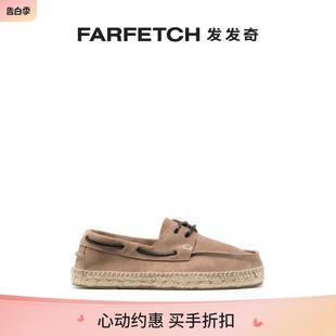 FARFETCH发发奇 manebi男士 系带绒面皮帆船鞋