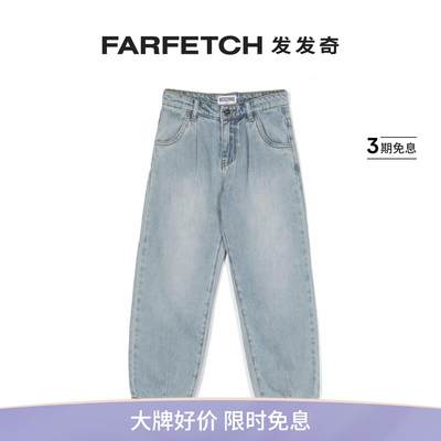 Moschino童装logo刺绣直筒牛仔裤FARFETCH发发奇