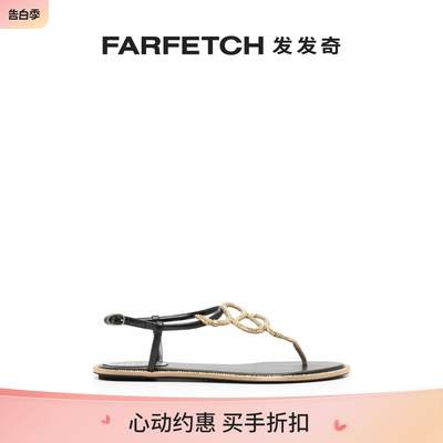 [Final Sale]Rene Caovilla女士蛇形晶饰镶嵌平底凉鞋FARFETCH发