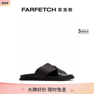 Barrett男士 FARFETCH发发奇 交叉带皮质拖鞋