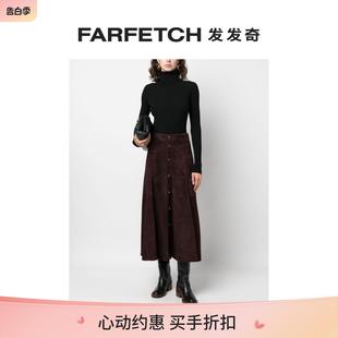 Chloe女士排扣绒面皮半身裙FARFETCH发发奇