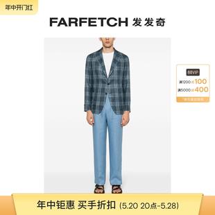 格纹梯形翻领西装 Tagliatore男士 夹克FARFETCH发发奇