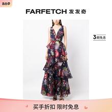 [Final Sale]Marchesa Notte女士V领花卉刺绣超长连衣裙FARFETCH