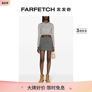 We11Done女士logo刺绣褶饰迷你半身裙FARFETCH发发奇