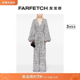 Rotate女士V领亮片连体长裤 FARFETCH发发奇