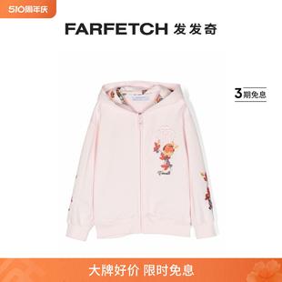 Roberto 刺绣设计棉拉链连帽衫 Junior童装 Cavalli FARFETCH发发奇