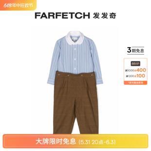 FARFETCH发发奇 条纹印花棉连体衣套装 Lauren童装 Ralph