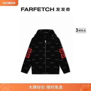 纪梵希童装 GIVENCHY logo印花拉链连帽衫 FARFETCH发发奇