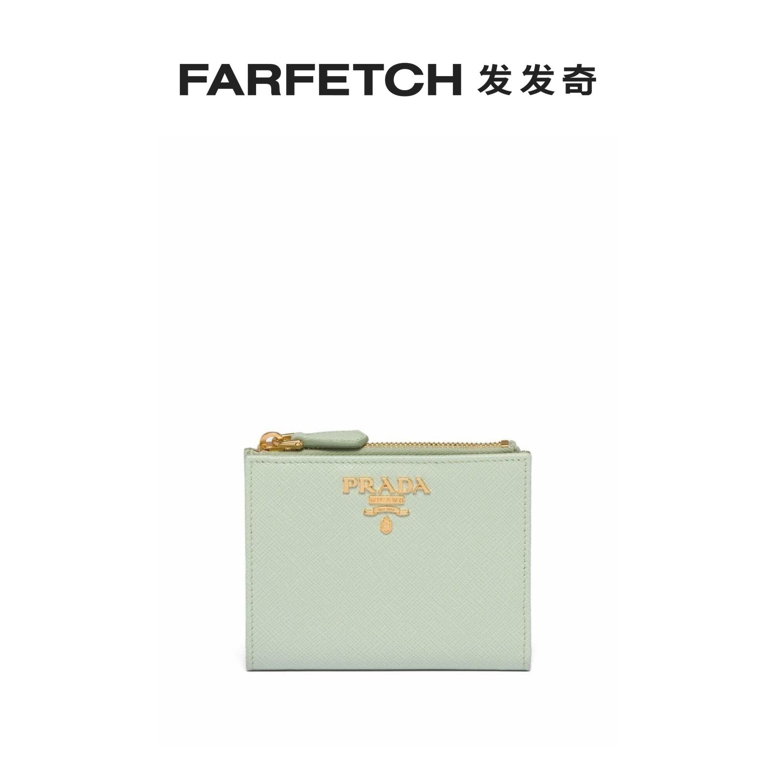 Prada普拉达女士十字纹皮质钱包FARFETCH发发奇