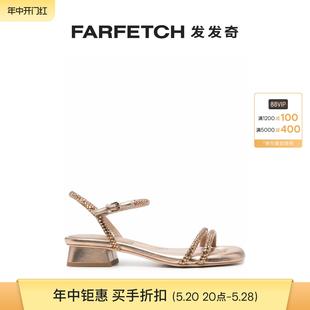 FARFETCH发发奇 Ash女士Icaro 水钻缀饰皮质低跟凉鞋