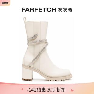 皮质中跟中筒靴FARFETCH发发 Sale Caovilla女士Cleo Rene Final