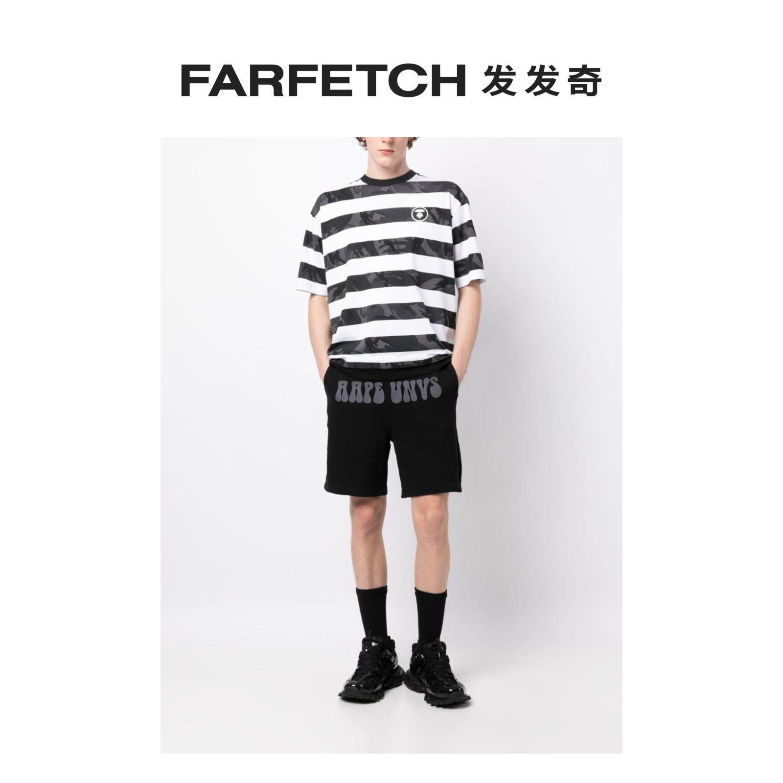 Aape男士logo刺绣棉运动短裤 FARFETCH发发奇