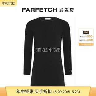 Klein童装 Calvin logo印花长袖 连衣裙FARFETCH发发奇