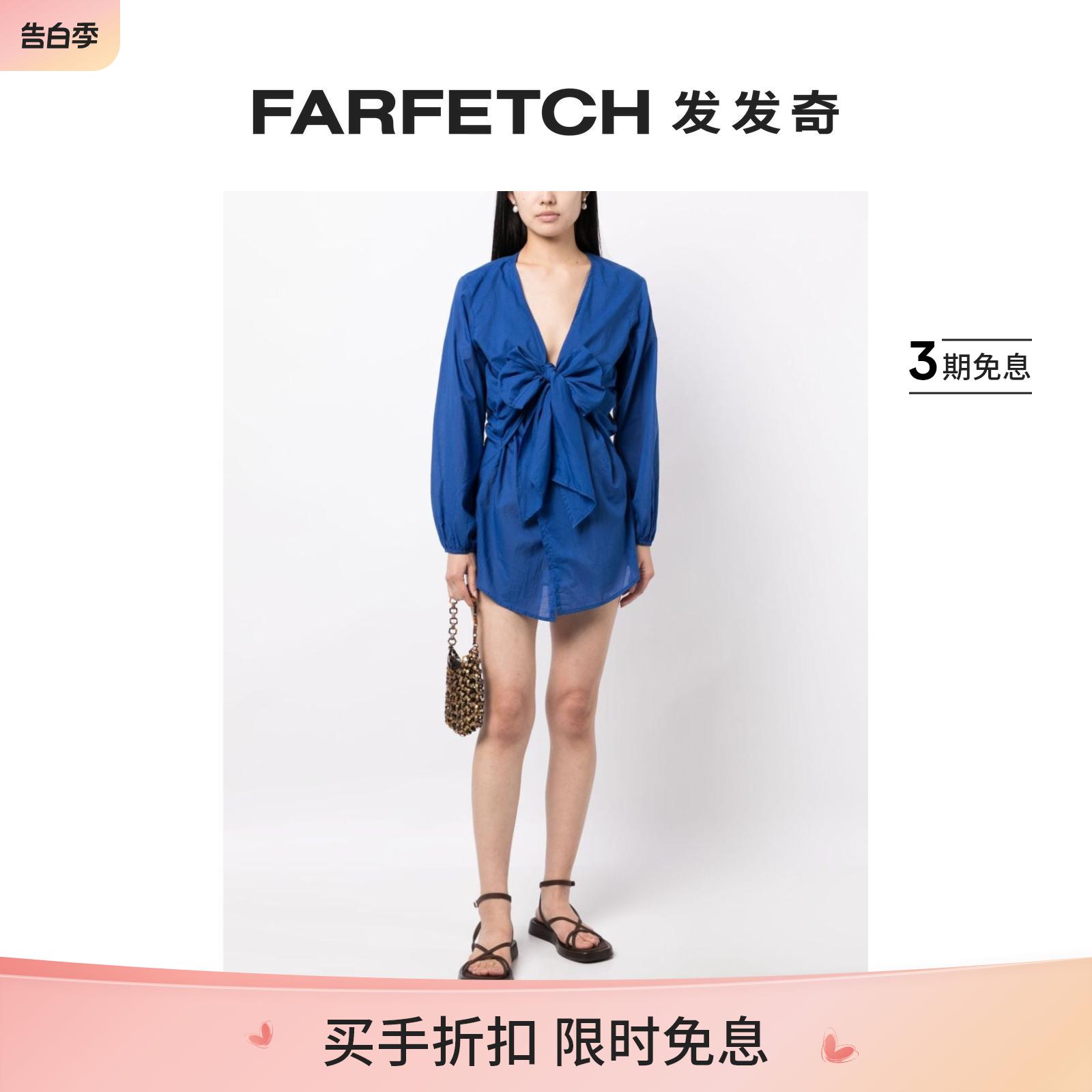 Faithfull The Brand女士Mantra深V领棉迷你连衣裙发发奇