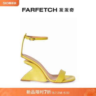 FARFETCH发发奇 皮质坡跟凉鞋 White女士Jug Off