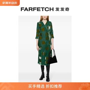 Uma Wang女士波点印花丝绒效果连衣裙FARFETCH发发奇