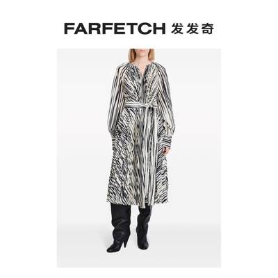 Proenza Schouler女士Carol 条纹印花百褶连衣裙FARFETCH发发奇