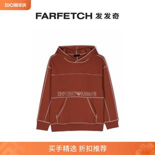 Sale Armani阿玛尼童装 logo印花棉连帽衫 FARFETCH Final Emporio