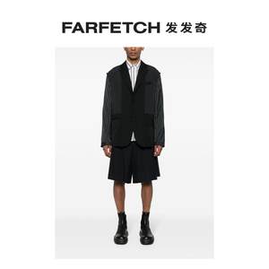 Sacai男士里外翻面拼接西装夹克FARFETCH发发奇