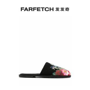 Barrie女士花卉嵌花针织羊绒拖鞋 FARFETCH发发奇