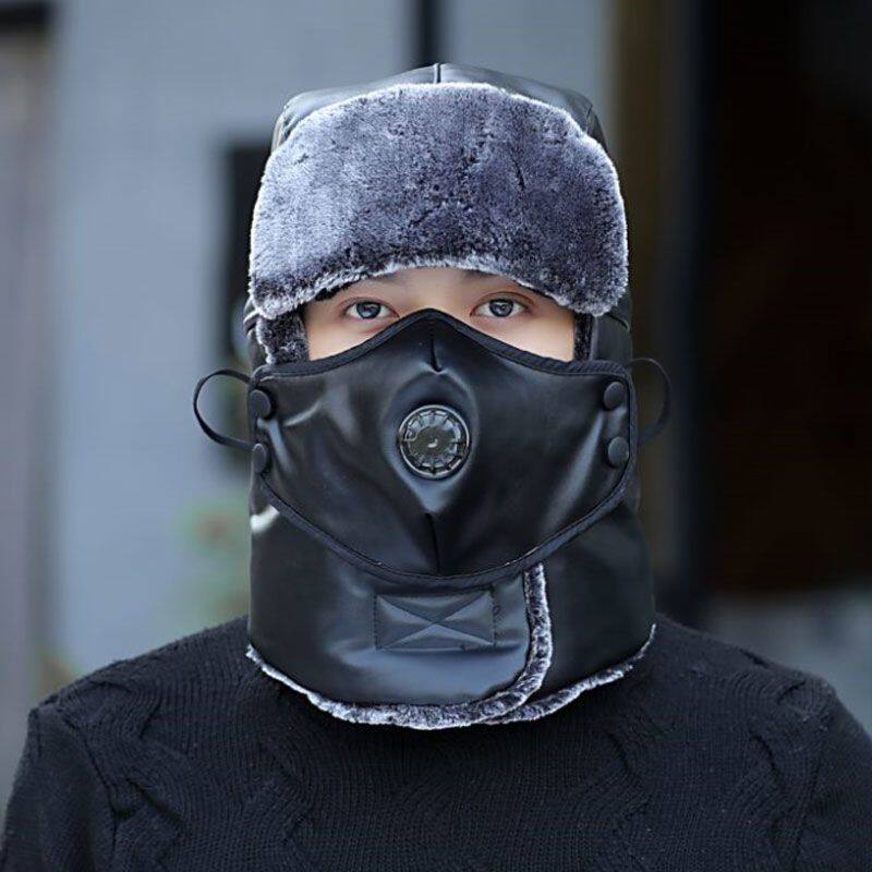 雷锋帽冬季男防水皮帽大头围护耳帽骑车保暖加厚防寒中老年帽子男
