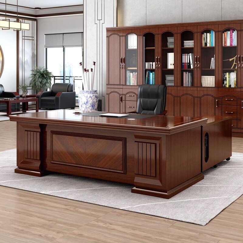 老板办公桌新中式总裁桌简约现代大班台办公室主管经理桌椅组合