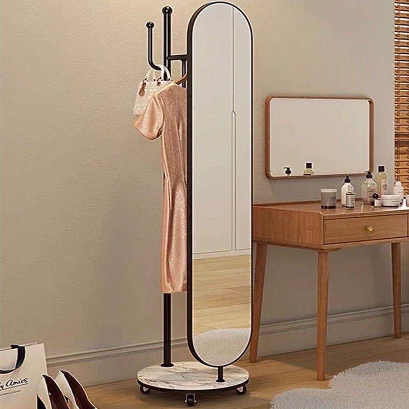 全身镜挂衣架一体式旋转穿衣镜家用简约立式衣帽间可移动落地镜子