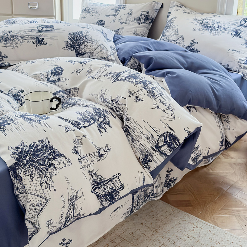 全棉100纯棉床品四件套被套床上用品宿舍床单人学生三件套床笠款