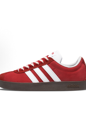 定制球鞋adidasneo VL CourtClassic纯色主义大红色休闲运动板鞋