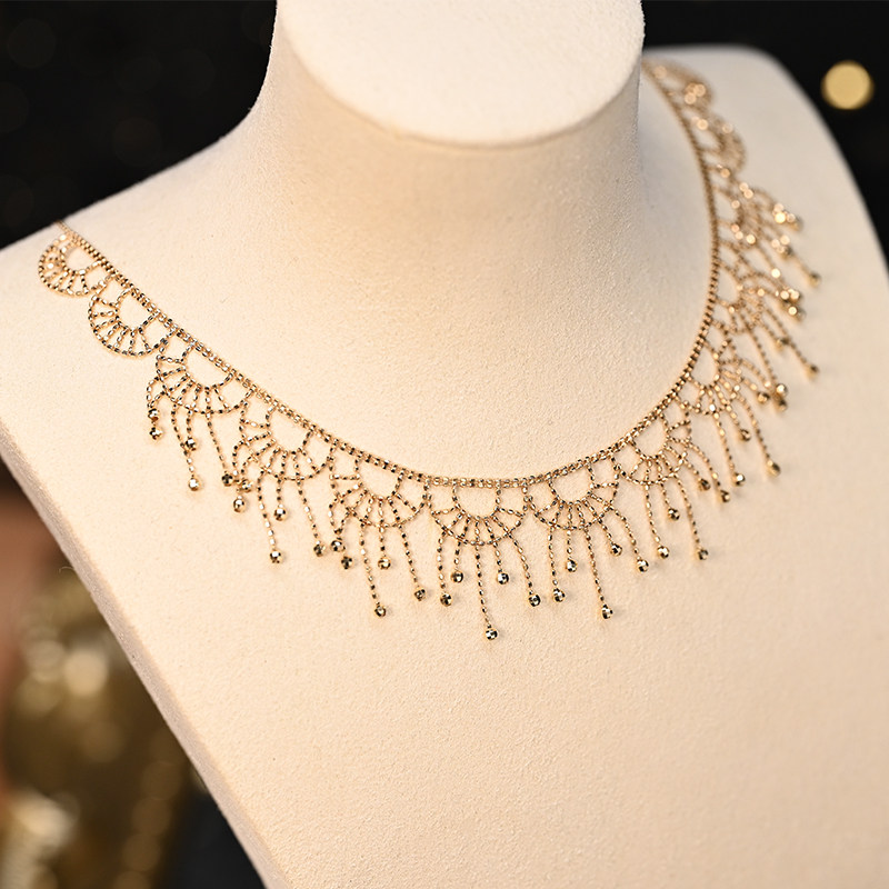 18k金复古浪漫豆豆项链 睫毛蕾丝款 锁骨链 女朋友礼物 进口工艺