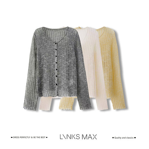 Links Max 【钱老板专属】轻氧肌理 竖条挑空透气针织衫63205