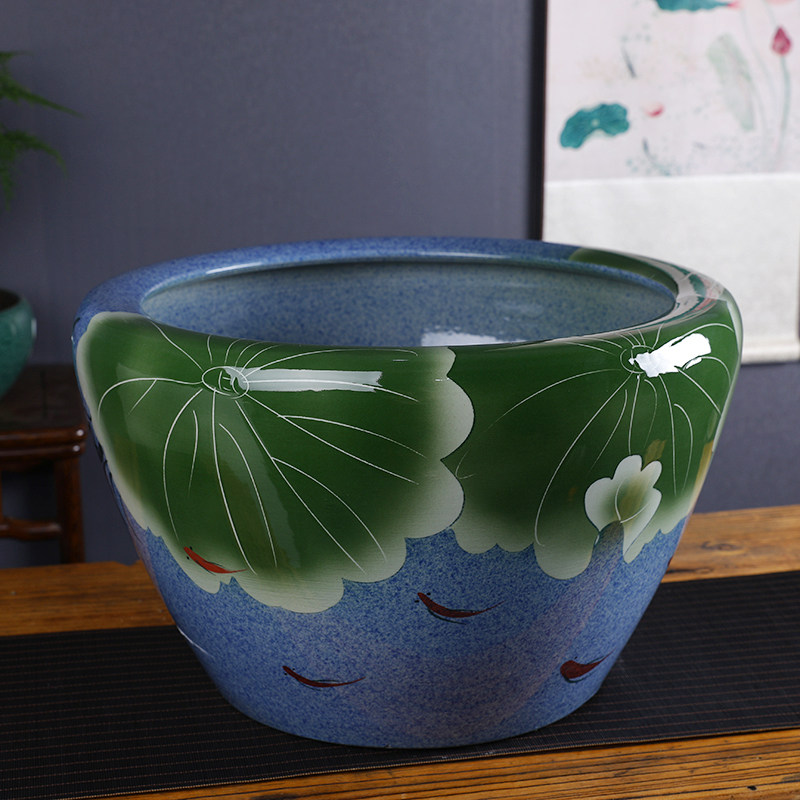 景德镇陶瓷复古鱼缸仿古养金鱼缸乌龟缸睡莲盆荷花缸碗莲缸特大号