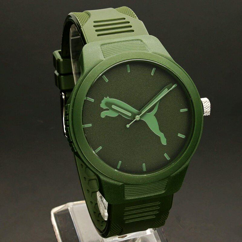 正品彪马运动手表男女puma reset v2硅胶带石英运动表水墨绿p5015