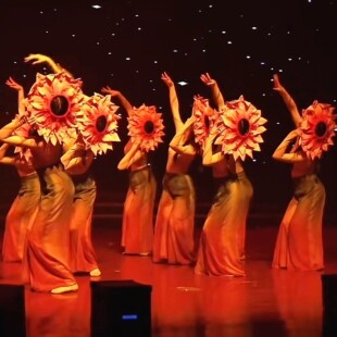 校园艺术节舞蹈斗笠帽心若葵花向阳花开舞台演出道具竹编太阳花帽