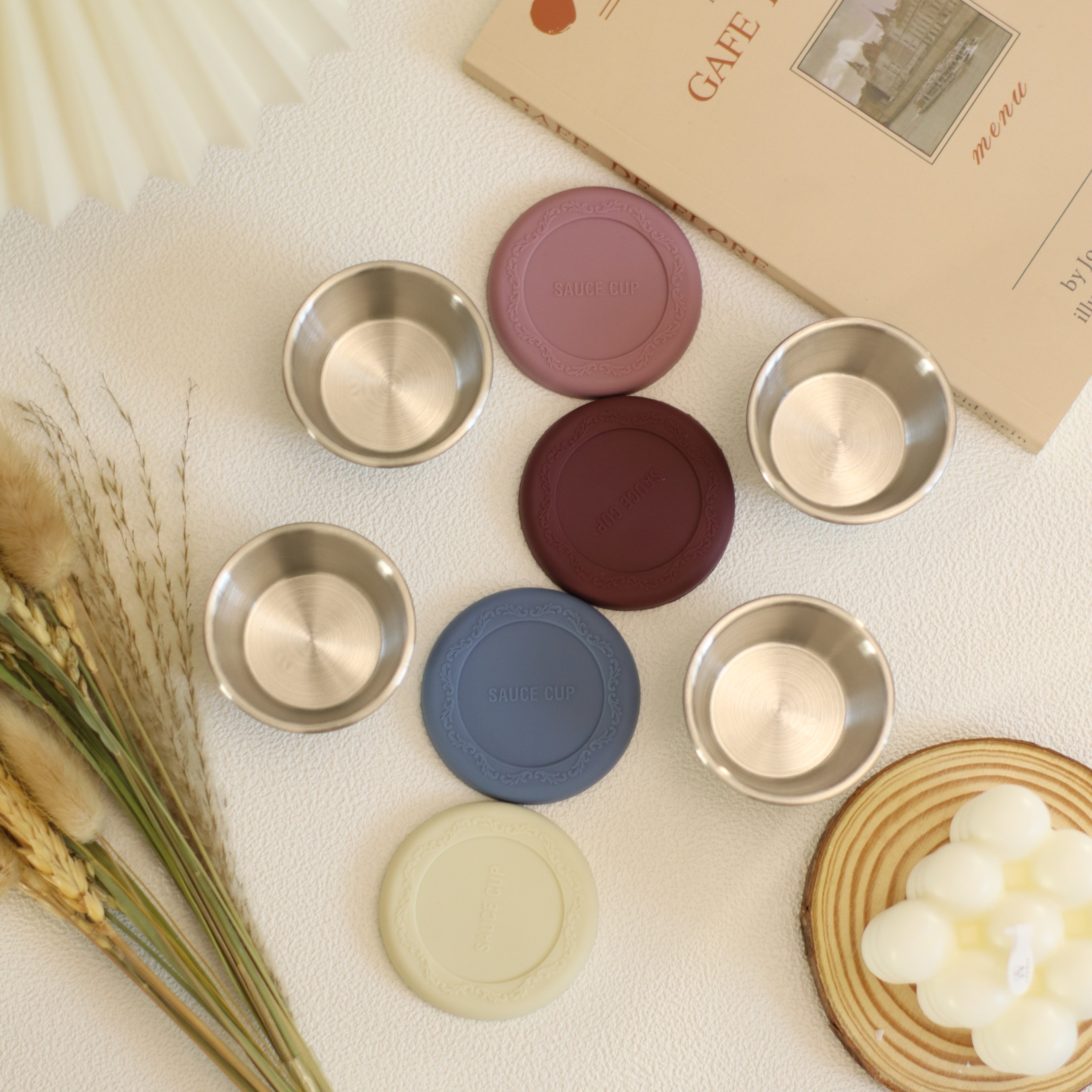 敲可爱！韩式食品级硅胶304不锈钢 调料罐密封保鲜户外便携酱料盒